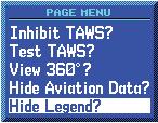 Select the TAWS Page and press up or down on the RNG key to select the desired range: 1 NM, 2 NM, 5 NM, 10 NM, 25 NM, 50 NM, 100 NM.