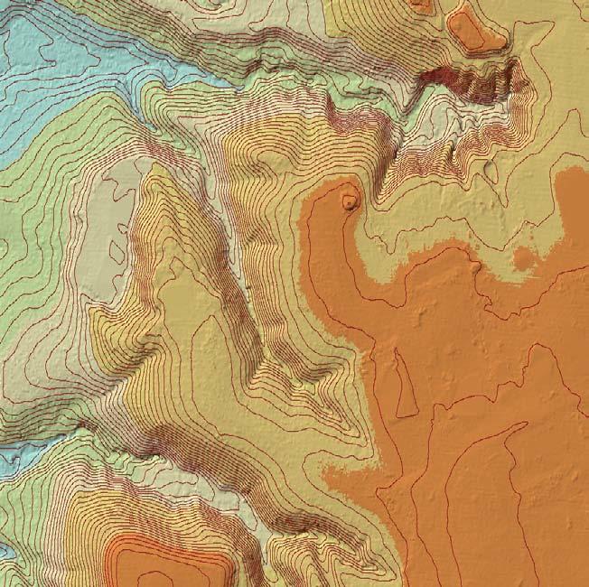 Figure 2 shows a bare-earth terrain model and contours, derived from the same data after processing