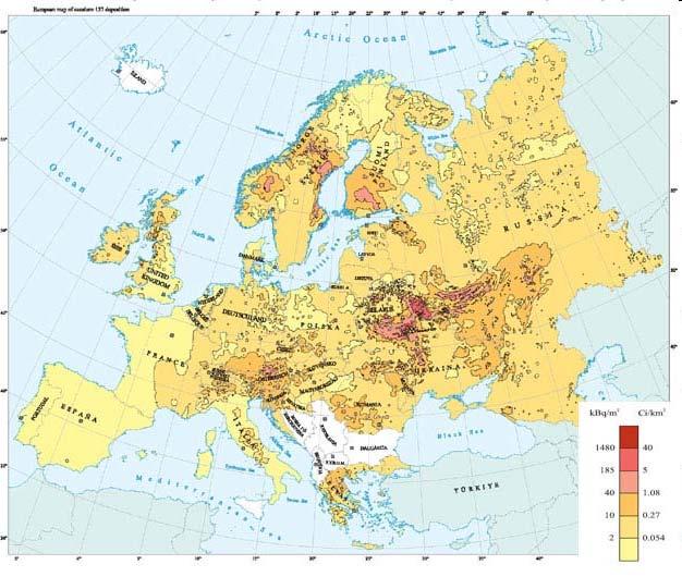 137 Cs fallout map after Chernobyl accident De Cort et al.