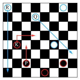 44. In Figure 1.18, four successive moves are shown near the end of a chess match.