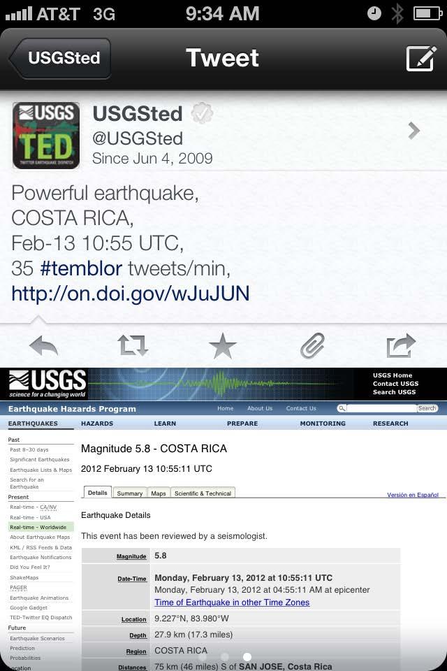 Twitter Alerts @USGSted Twitter Earthquake Dispatch