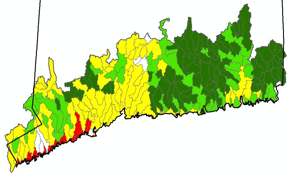impervious cover as derived from the Impervious Surface Analysis Tool (ISAT) and our percent of natural vegetation as previously described. The results are shown in Figure 18.