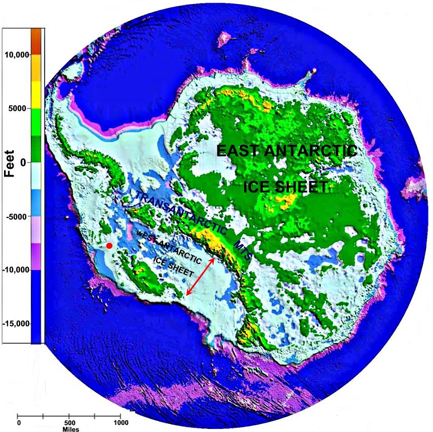 The base of most of the West Antarctic ice sheet lies below sea level (Figure 5) and it is because of this that the West Antarctic ice sheet is predicted to collapse.