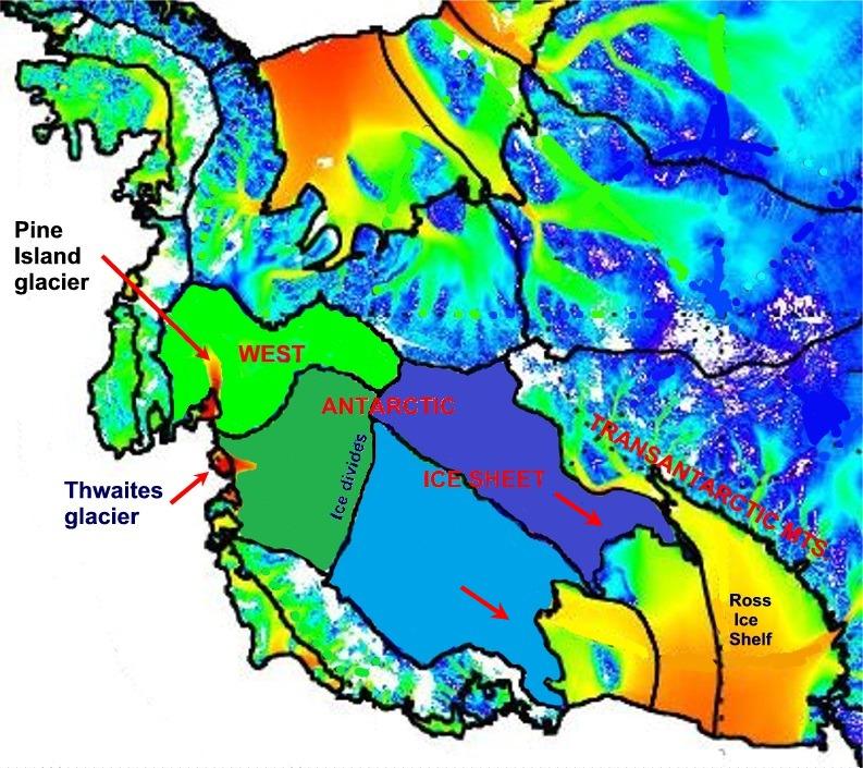 Figure 7 shows ice divides and ice drainage areas.