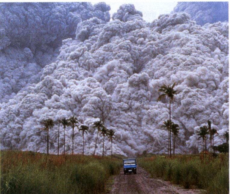 Pyroclastic flow - the expulsion of ash,