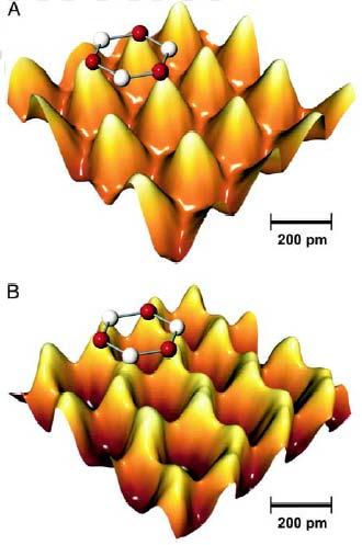 The hexagonal unit cell of graphite has two atoms in its basis, but STM only shows one of the two, forming a triangular lattice as shown on the right (Figure A).