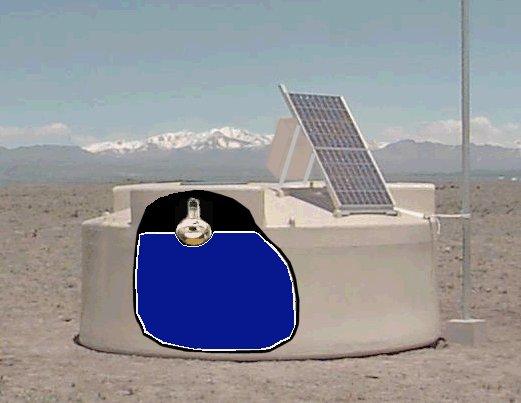 Auger Water Cherenkov Detector Three 8 PM Tubes Solar panel and electronic box GPS