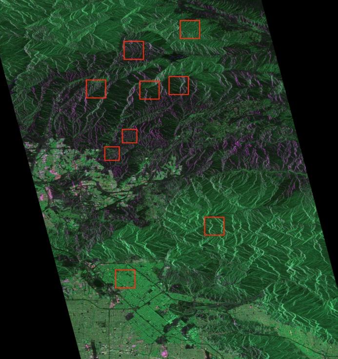 Buckweed, California (2007) (4) Comparison of the backscatter coefficients before and after fires -5-5 -10-10 Back Scatter (db) -15-20 Mean = -0.75 SD = 0.75 20060908 HH Pol. 20071027 HH Pol.