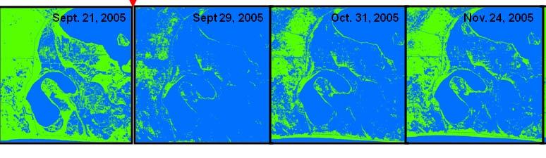 Floodwaters persisted in many areas previously not under water for great periods time when compared to the 2004 inundation There was below-average rainfall during this [5], indicating that the water