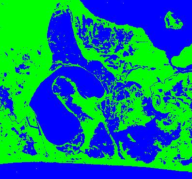 Fig. 8 Flood map derived from Landsat NDWI for Oct.