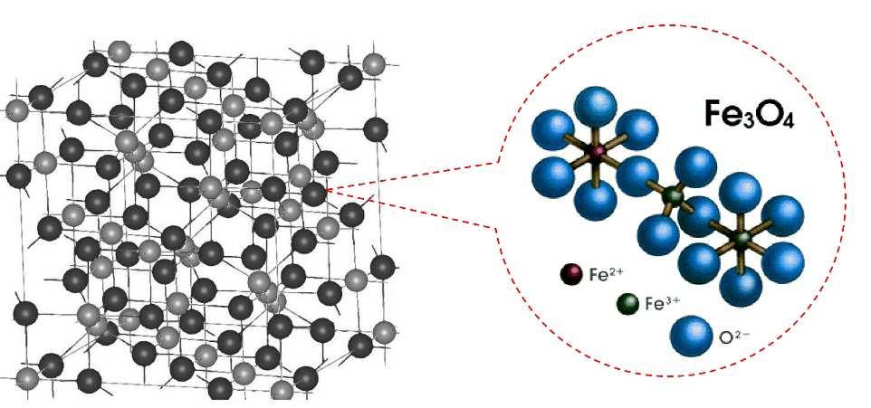 Fig. 1. Crystal structures of magnetite Magnetite particles exhibit superparamagnetic behavior under optimum conditions of size and operating temperature.