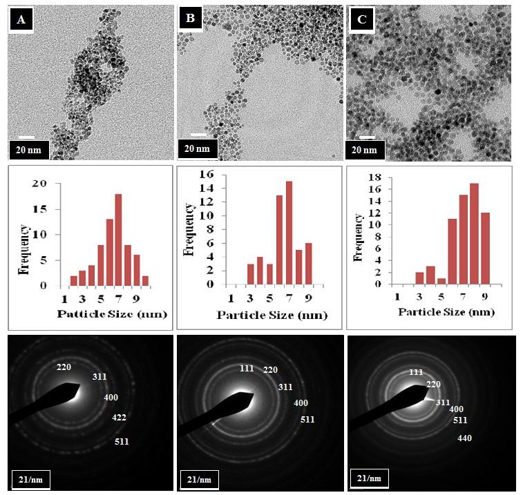 As soon as the temperature reached 240 C the precipitates were extracted at 0, 10 and 60 minutes to study the growth of the nanoparticles. The TEM results are shown in Figure 3.17.