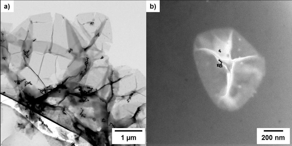Results and Discussion Figure 30. TEM image of gold nanoparticles encapsulated in poly(urethane/urea) nanocapsules. a) Cluster of several nanocapsules.