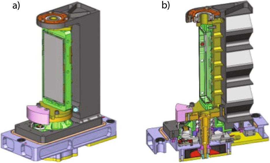 W.E. McClintock et al. Fig. 18 Isometric and cutaway views of the scan mirror assembly The semi-custom optical encoder, which was procured from Designed Motion Components, uses a 44.