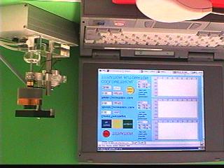 Fig. 4: Automatic electrochemical system with Notebook, DAQ and LabVIEW Virtual Instruments for automatic coulometric titration analysis The running titration analysis is indicated