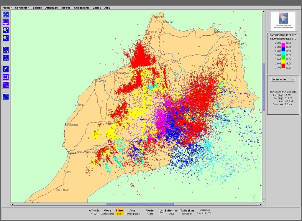 Fig2: cloud-to-ground lightning impacts from 25 to 27 may 2006 Lightning data are subject to several quality control checks.