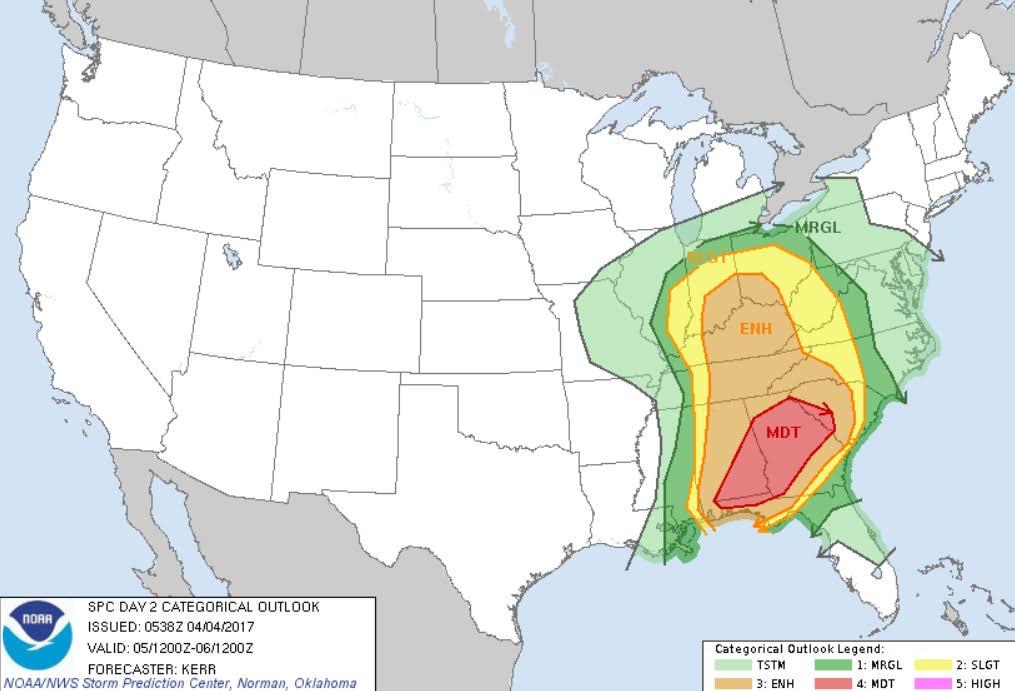 Severe Weather Outlook: Tomorrow Categorical Outlook Probabilistic Outlook