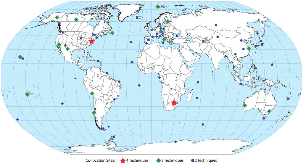 Geodetic Observations and Global Reference 271 Figure 9.6 Current distribution of co-located space geodesy sites. (Courtesy of Z. Altamimi.