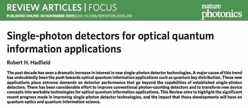 Single-Photon Detectors Single-photon counting module (SPCM or APD), Transition-edge sensor (TES), Superconducting