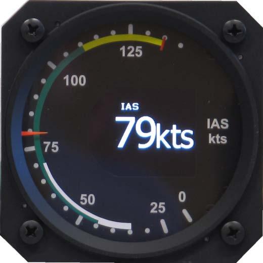 2 IAS Indicator The IAS instrument is a 80 mm (3⅛ ) unit which consists of a familiar mechanical needle and a large OLED digital display.