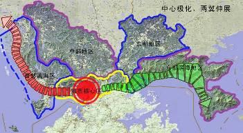 Dongguan and South to HK East-West development 東拓西聯 : East with Huizhou and west with the west bank of PRD and south-west provinces.