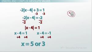 Onions and Complex Absolute Values The last example will show us the final way we can complicate absolute value equations; having operations on the inside and the outside of the absolute value.