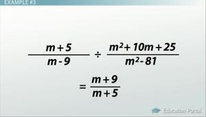 First, we need to get the polynomials in simplified form. That means factoring. Factoring m² + 10m + 25, we get (m + 5)(m + 5). Factoring m² - 81, we get (m + 9)(m - 9).