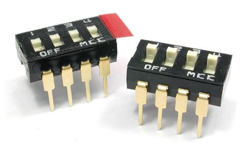 DIP-Switch DS DIP-switch with to 0 positions Flat slides with protective foil or raised slides Contacts have self cleaning function Insulation resistance (at 00 VDC) Test voltage ( minute) switches