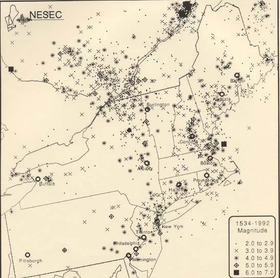 New England Earthquakes Most have been small (M = 2-4), but there have