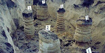 Excavated Jet-Grout Columns Instructional Material Complementing FEMA 451, Design Examples Geotechnical 15-4 - 102 Note variability of column diameters. Strengths also vary greatly.