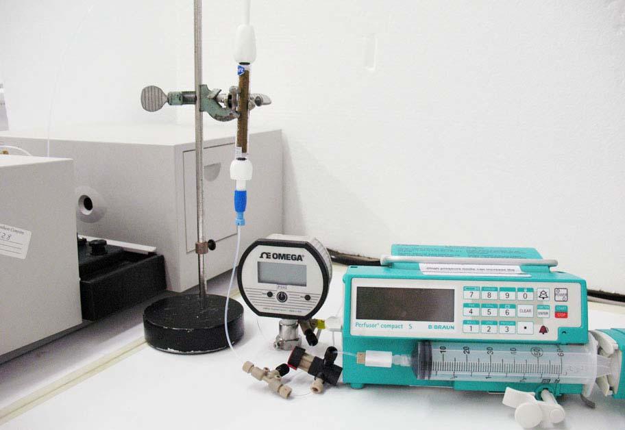 Nanoparticle Transport Experimental Setup Syringe pump delivery of particles and precise