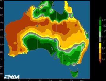 0") 0% 0% 0% Australia Crop Areas 6-10 DAY: The 6-10 day outlook is wetter in Victoria and southern New South Wales.