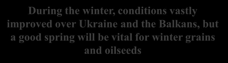 During the winter, conditions vastly improved over Ukraine and the