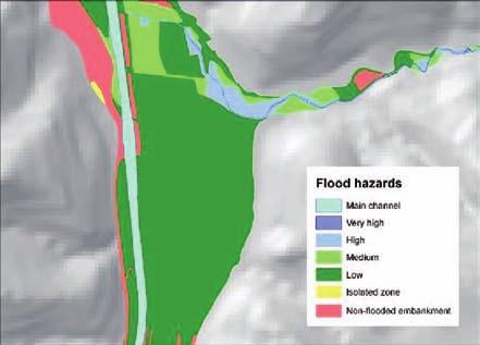 Flood hazards (left) and