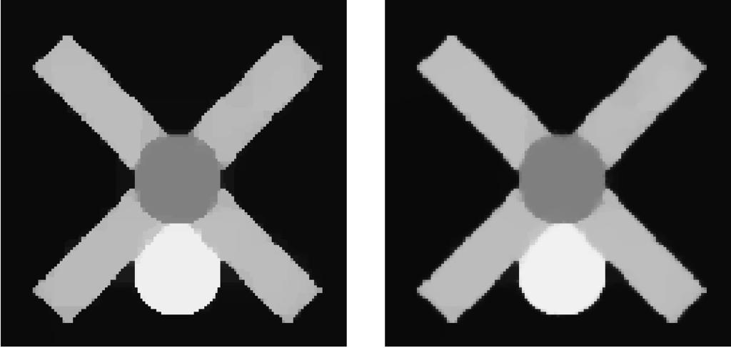 multigrid scheme. The first test image shown in Fig. 1 (left) is a part of the emblem of the Heinrich-Heine University Düsseldorf. The image consists of 18 18 picture elements.