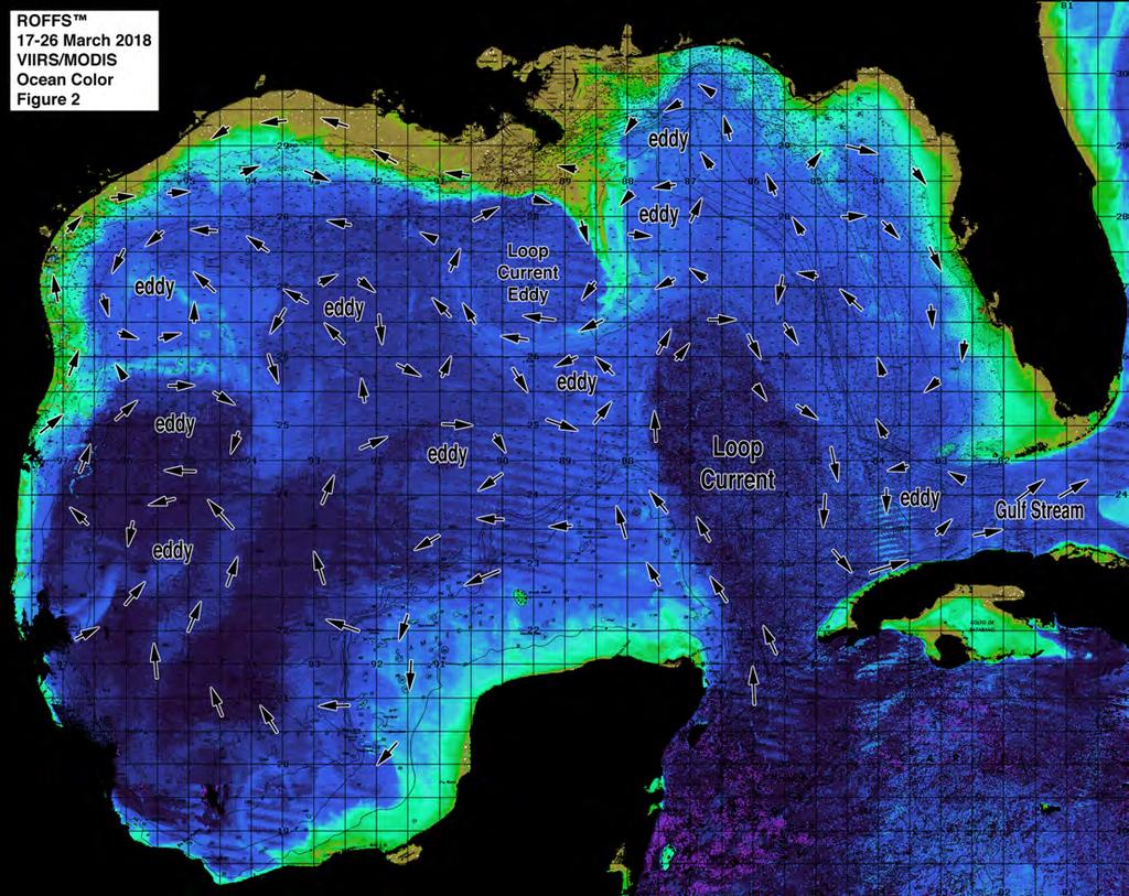 region where conditions are already improved over last year where greener water was located as far offshore as 500 fathoms for the majority of the fishing season in the northwest Gulf of Mexico.