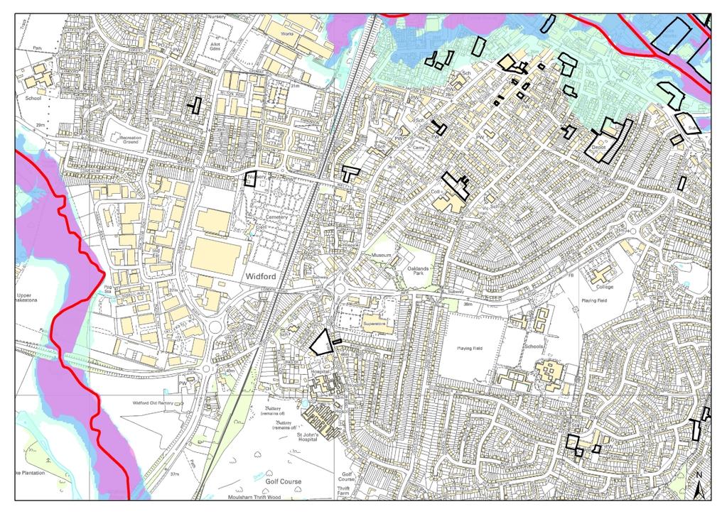 Chelmsford Borough Council LDF: Level 1 SFRA Urban Capacity Study Sites PPS25 Flood Zones 2007 Figure B20-1 Preliminary Core Strategy Assessment Flood Zone Potential Housing Potential Employment 1, 2