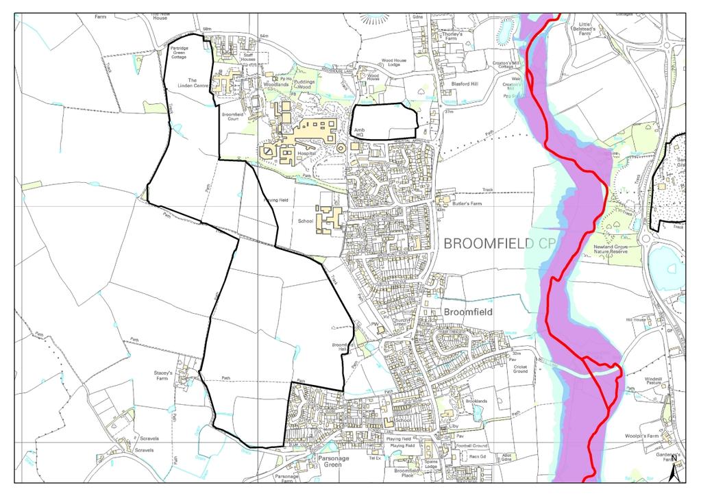 Chelmsford Borough Council LDF: Level 1 SFRA North Chelmsford Area Action Plan PPS25 Flood Zones 2007 Figure B21-1 Preliminary Core Strategy Assessment Flood Zone 1 Potential Housing Preliminary