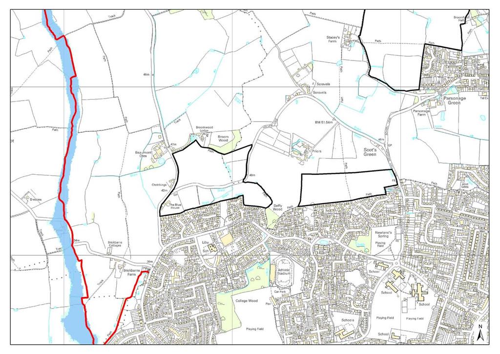 Chelmsford Borough Council LDF: Level 1 SFRA North Chelmsford Area Action Plan PPS25 Flood Zones 2007 Figure B23-1 Preliminary Core Strategy Assessment Flood Zone 1 Potential Housing North Chelmsford