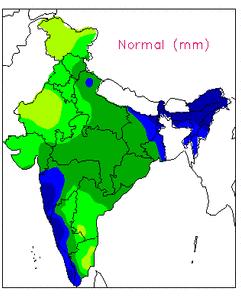 Long-term climatology of total rainfall over India