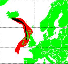 Lagrangian: Iceland - North Atlantic - Ireland - Scotland (29/04/2010: 50 km distance, arriving in Iceland)