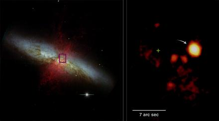 INTERMEDIATE MASS BLACK HOLES The best candidate for an intermediate-mass black hole. Optical (left) and Chandra x-ray (right) images of the M82 galaxy.