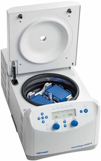 12 Centrifuge 5430/5430 R Microcentrifuge with multipurpose capabilities Unique cross-over Centrifuges 5430 and 5430 R combine the best features of a microcentrifuge (small footprint) and