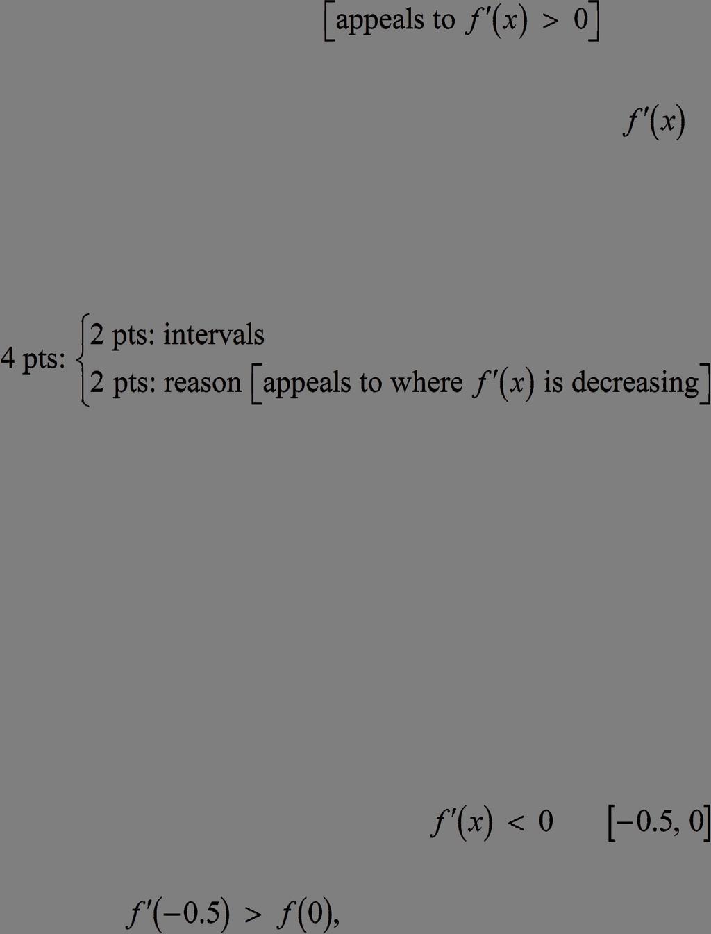 AP Eam Practice Questions for Chapter 5. (a) Because f > 0 when 0 < <, f is increasing on the interval ( 0, ).