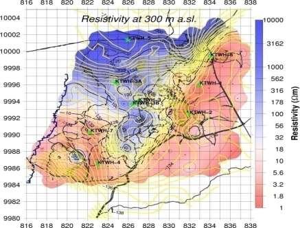 Katwe: Geophysics (TEM) results THE REPUBLIC OF UGANDA Low resisitivity Anomalous Areas mapped by geophysics (TEM). Drilling of shallow boreholes (200 300m) at selected sites.