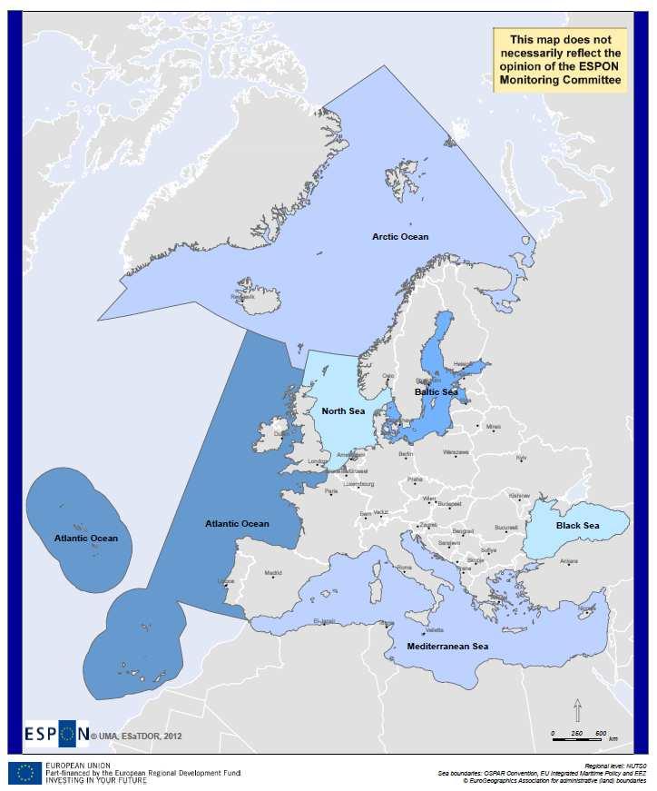 Aims of ESPON ESaTDOR project ESaTDOR European Seas and Territorial Development, Opportunities and Risks Map the different types of sea use across Europe to develop typology of coastal/marine regions