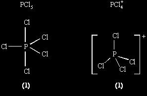 (c) 4 PCl 5 shown as trigonal bipyramid [Look for: ONE solid linear Cl-P-Cl bond] + PCl 4 shown as tetrahedral NO solid linear Cl-P-Cl bonds] Bond Angle(s) 90 and 20 () Bond angle(s) 09 or 09.