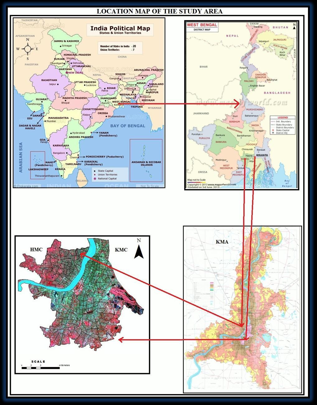 demonstrated/proposed models in urban geographic studies. The present study areas are shown as Figureure 1. The present study area is Kolkata Municipal Corporation and Haora Municipal Corporation.