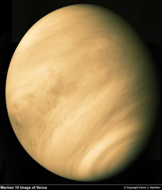 Venus The surface of Venus is hidden from us by clouds of sulfuric acid. Venus has 100% cloud cover.
