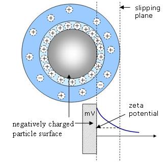 Zeta Potential If surface has + charge, then - ions attracted to surface + ions attracted to ions, builds electric